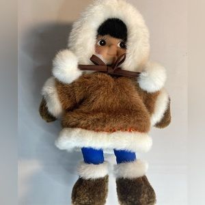 Kipmik Alaskan Inuit Eskimo Doll 9” Furry Coat Alaska Northern Neighbor